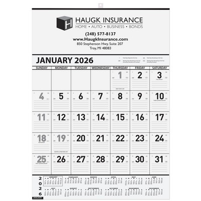 Black Contractor Calendar w/1 Color Imprint (18"x 25")