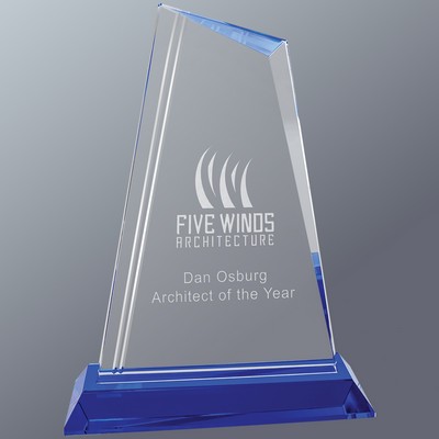 Clear Crystal Peak on Blue Crystal Base, Medium (7"x 9"H)