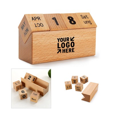 Desk Wooden Cube Calendar