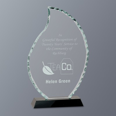 Clear Flame Facet Glass on Black Crystal Base, Medium (5"x 9-1/2"H)