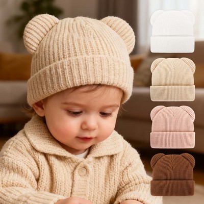Baby Beanie Winter Knit Hat with Bear Ear