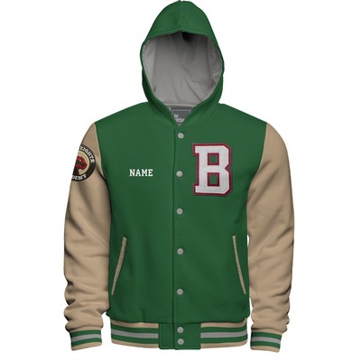 Build Your Own Hooded Cotton Fleece Varsity: Black Satin Lining