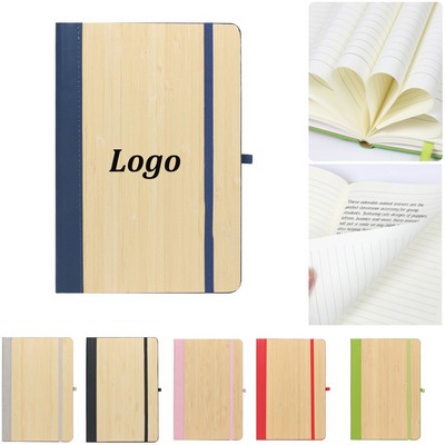 Bamboo Cover Notebook w/Pen Holder