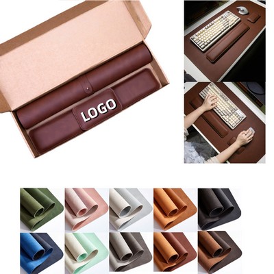 32" x 16" Leather Memory Foam Mouse Pad, Keyboard Wrist Rest & Wrist Support 3-Piece Set