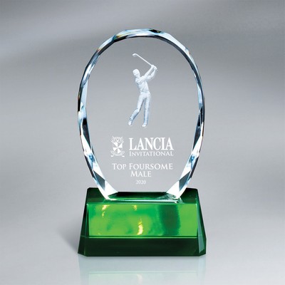 Crystal Oval with Golfer on Green Base (4"x7 1/2")