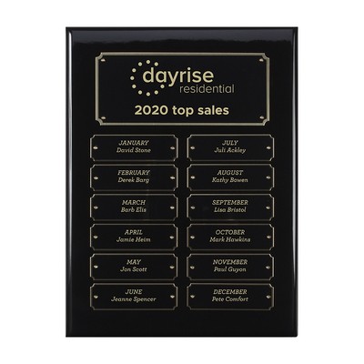 Piano Finish Perpetual Plaque w/12 Plates (9" x 12")