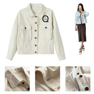 White Denim Jacket-Size L