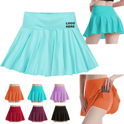 Women's Trendy Tennis Skort High Waisted Golf Skirts with Pockets