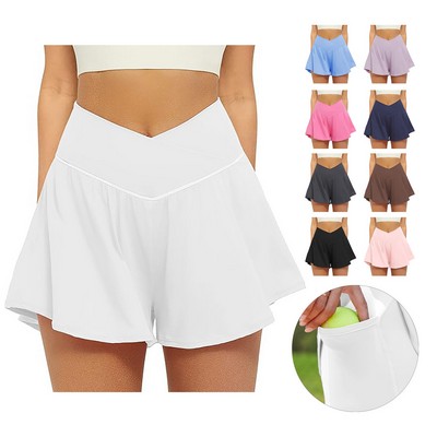 Women's Waisted Butterfly Tennis Shorts