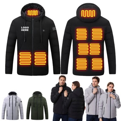 Custom Premium Rechargeable Thermal Coat Electric Heated Jacket with 9 Heating Zones