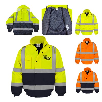 Custom Safety Hi-Vis Workwear Reflective Work Warm Jacket