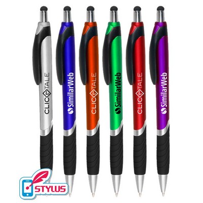 Union Printed - Succor - Stylus Click Grip Pen with 1-Color Logo