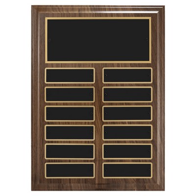 Solid Walnut Perpetual Plaque, 9 x 12", 12 plates
