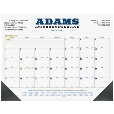 Blue & Gold Calendar Desk Pad w/13 Sheets & 2 Color Imprint & 13 Sheets (21 ¾"x 17")