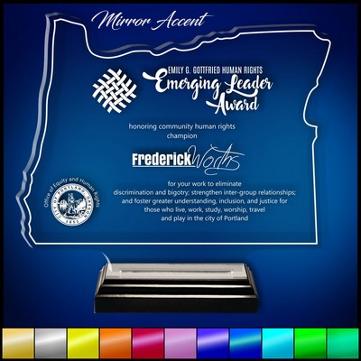 8" Oregon Clear Acrylic Award with Mirror Accent
