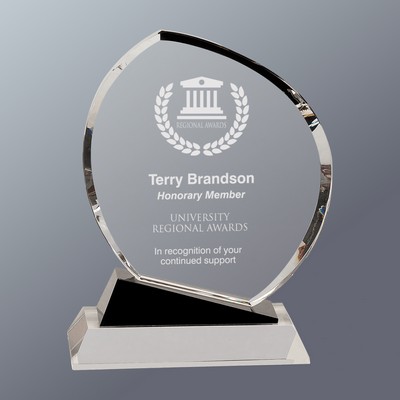 Crystal Oblong with Black Accent on Slanted Crystal Base, Medium (7"x 8-1/2"H)