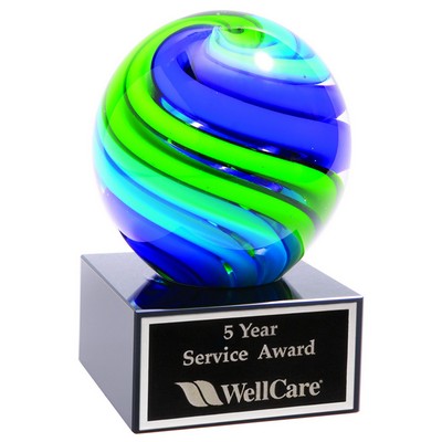 5" Two-Tone Blue & Green Sphere Award