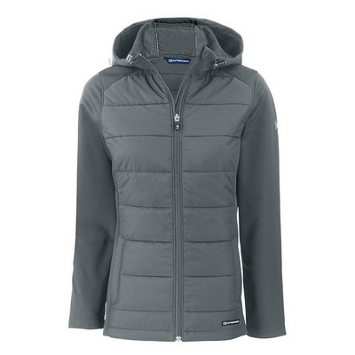 Cutter and Buck Ladies Evoke Hybrid Eco Softshell Recycled Full Zip Hooded Jacket