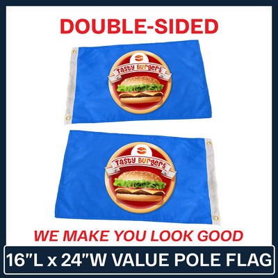 VALUE - 16" x 24" Custom Pole Flag - Double Sided