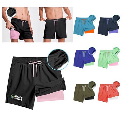 Double Layer Men's Swimming Trunks And Beach Shorts