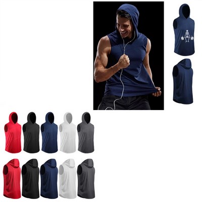 Men's Workout Tank Tops Gym Sleeveless Hoodies Dry fit Vest
