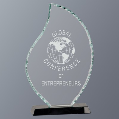 Clear Flame Facet Glass on Black Crystal Base, Large (6"x 10-1/2"H)