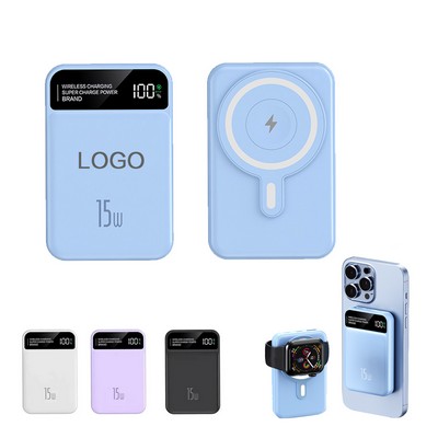 Magnetic Portable Wireless Charger 10000mAh Power Bank with iWatch Charger