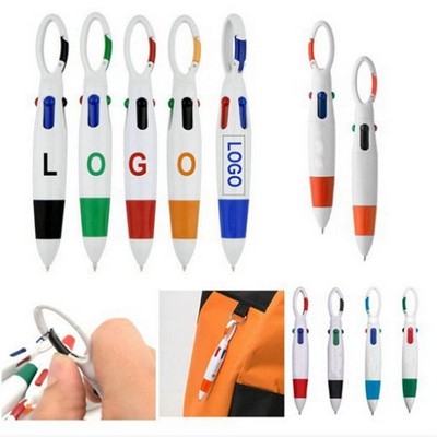 4-Color Ballpoint Custom Pen With Carabiners Clip