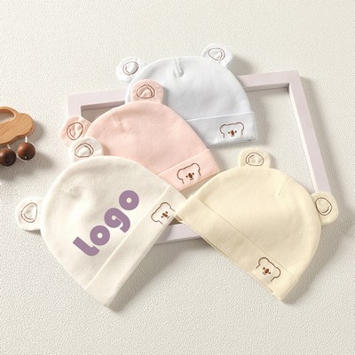 Infant Bear Ears Beanie, Soft Cotton Hat for Newborns 0-6M