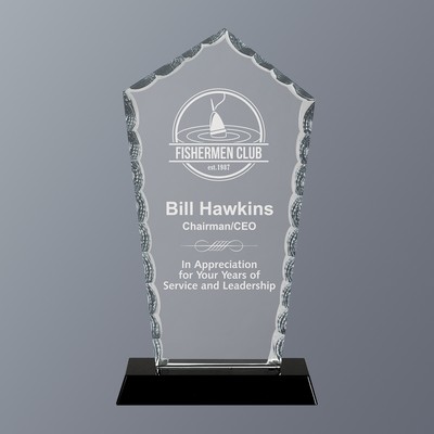 Clear Diamond Facet Glass on Black Crystal Base, Medium (4-3/4"x 9"H)