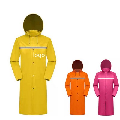 Extended-Length Raincoat with Reflective Safety Bands