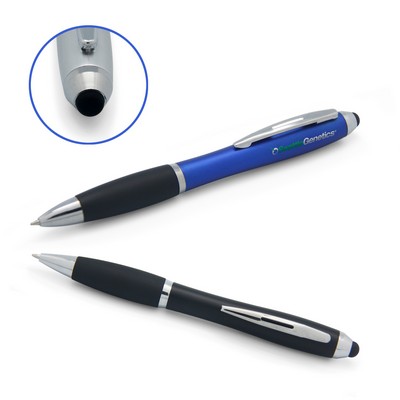 Twist-Action Stylus Ballpoint Pen with Rubberized Grip