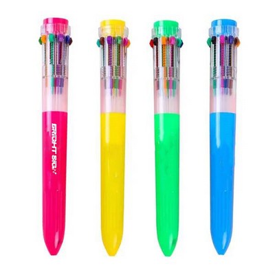 10-Color Retractable Ballpoint Shuttle Pen
