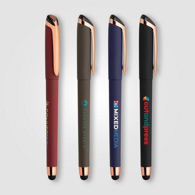 Gazelle Gel Softy Rose Gold Pen w/ Stylus - Full-Color Inkjet