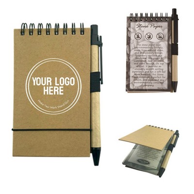 Eco-Friendly Stone Paper Pocket Notebook with Pen