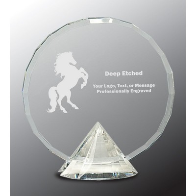 7 1/2" Clear Round Crystal Award on Clear Diamond Base