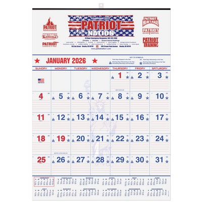 Patriotic Red & Blue Contractor Calendar w/2 Color Imprint (18"x 25")