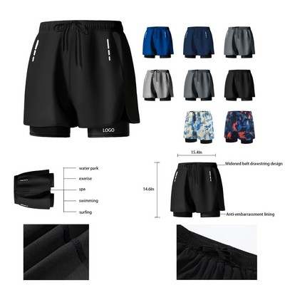 Double-Layer Sports Swimming Trunks