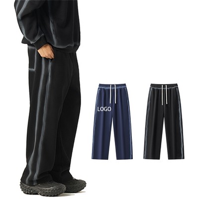 350G American-style Fleece-lined Straight-leg Casual Trousers
