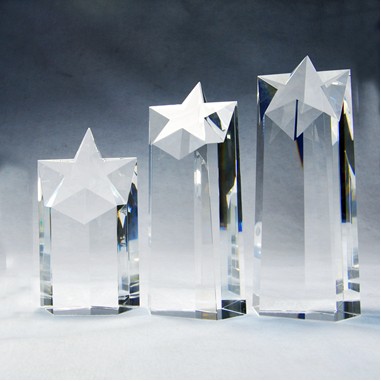 Crystal Star Pillar Award (sand blasted )
