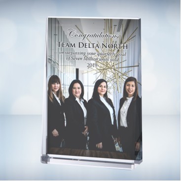 7" Color Photo Imprinted Vertical Rectangle Optical Crystal Award Plaque