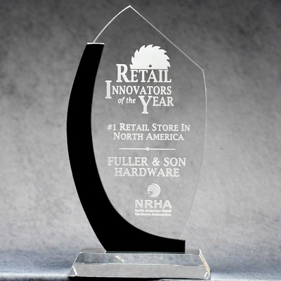 Black Curve Clear Crystal Award - 8"