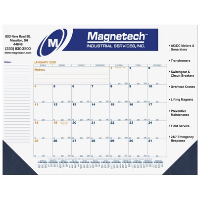 Blue & Gold Calendar Desk Pad w/2 Color Imprint (21 ¾"x 17")