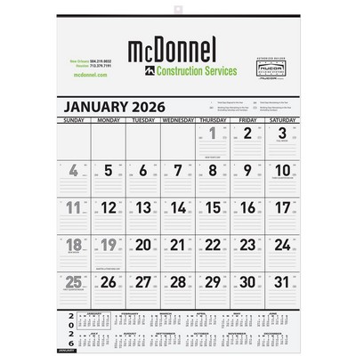 Black Contractor Calendar w/2 Color Imprint (18"x 25")