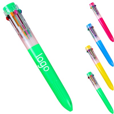 10 Multi-Color Ballpoint Pens Shuttle Pens