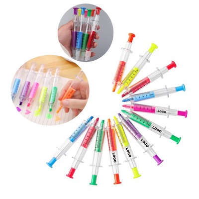 Custom Medical Theme Colorful Syringe Markers Injection Pen Highlighters