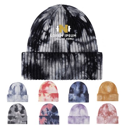 Tie Dye Beanie Soft Winter Knit Hat