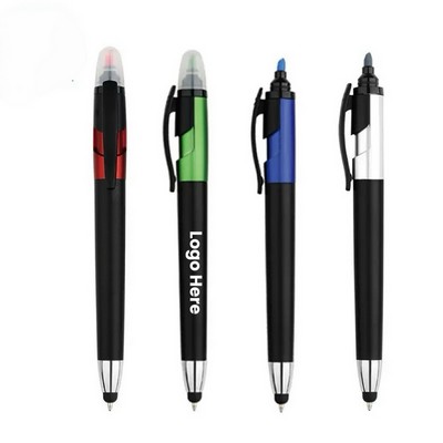 3" 1 Stylus Pen With Ballpoint & Hightlighter