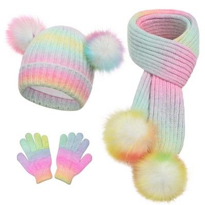 Toddler Winter Hat Gloves Scarf Warm Set