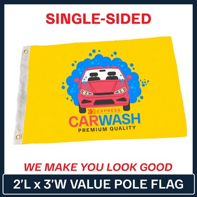 VALUE - 2' x 3' Custom Pole Flag - Single Sided